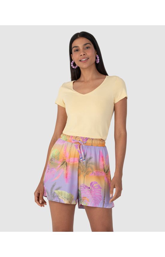 Blusa Básica Feminina Mullet Decote V Em Viscose Stretch