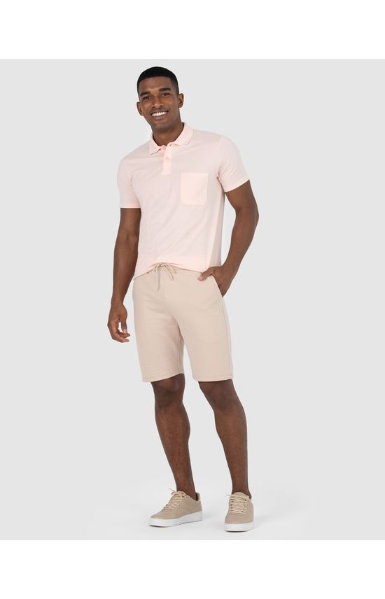 Bermuda Básica Masculina Cintura Média Em Moletom Sem Flanela