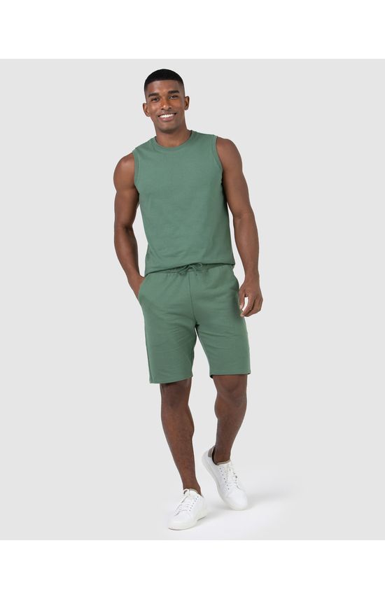 Bermuda Básica Masculina Cintura Média Em Moletom Sem Flanela