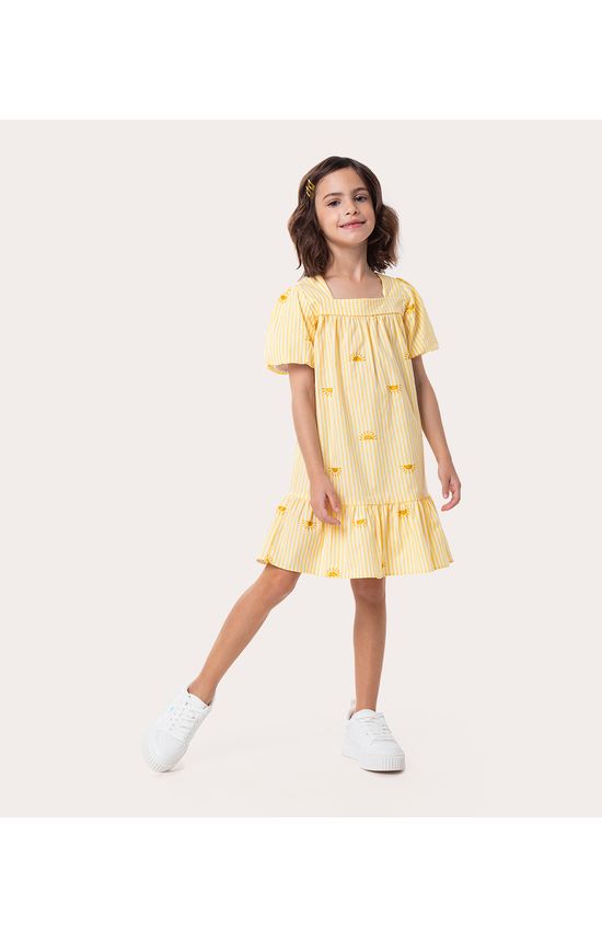 Vestido Infantil Babado Na Manga Em Tricoline Malwee Kids