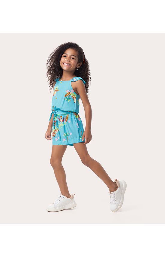 Macacão Infantil Menina Estampado Em Viscose Malwee Kids