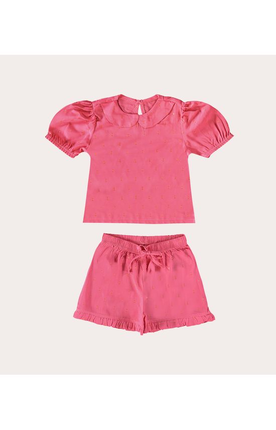 Conjunto Infantil Menina Blusa e Shorts Em Viscose Malwee Kids