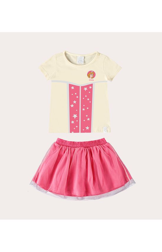 Conjunto Infantil Menina Blusa e Shorts Disney Em Algodão Malwee Kids