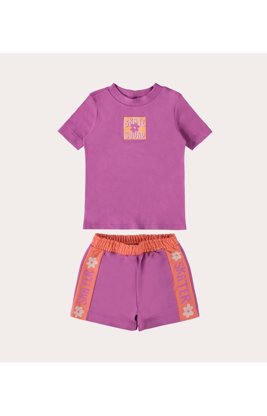 Conjunto Infantil Menina Skater Em Algodão Malwee Kids