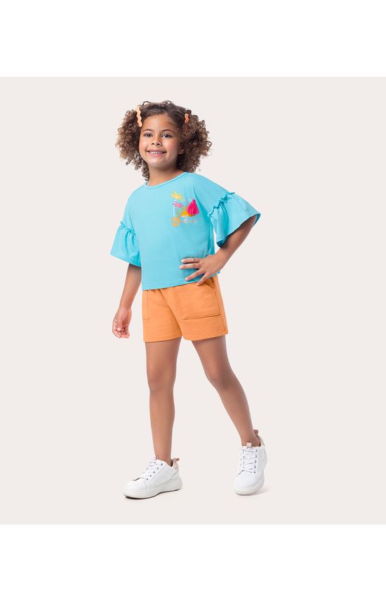 Conjunto Infantil Menina Blusa e Shorts Algodão Malwee Kids