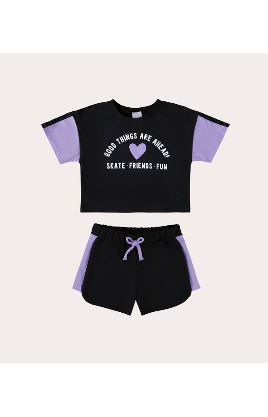 Conjunto Infantil Menina Blusa e Shorts Algodão Malwee Kids