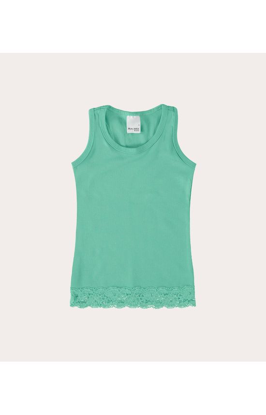 Regata Infantil Menina Com Renda Em Algodão Malwee Kids