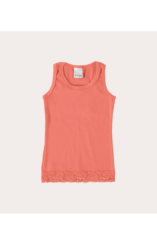 Regata Infantil Menina Com Renda Em Algodão Malwee Kids