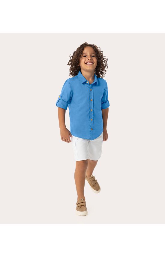 Camisa Infantil Menino Manga Longa Em Tricoline Malwee Kids
