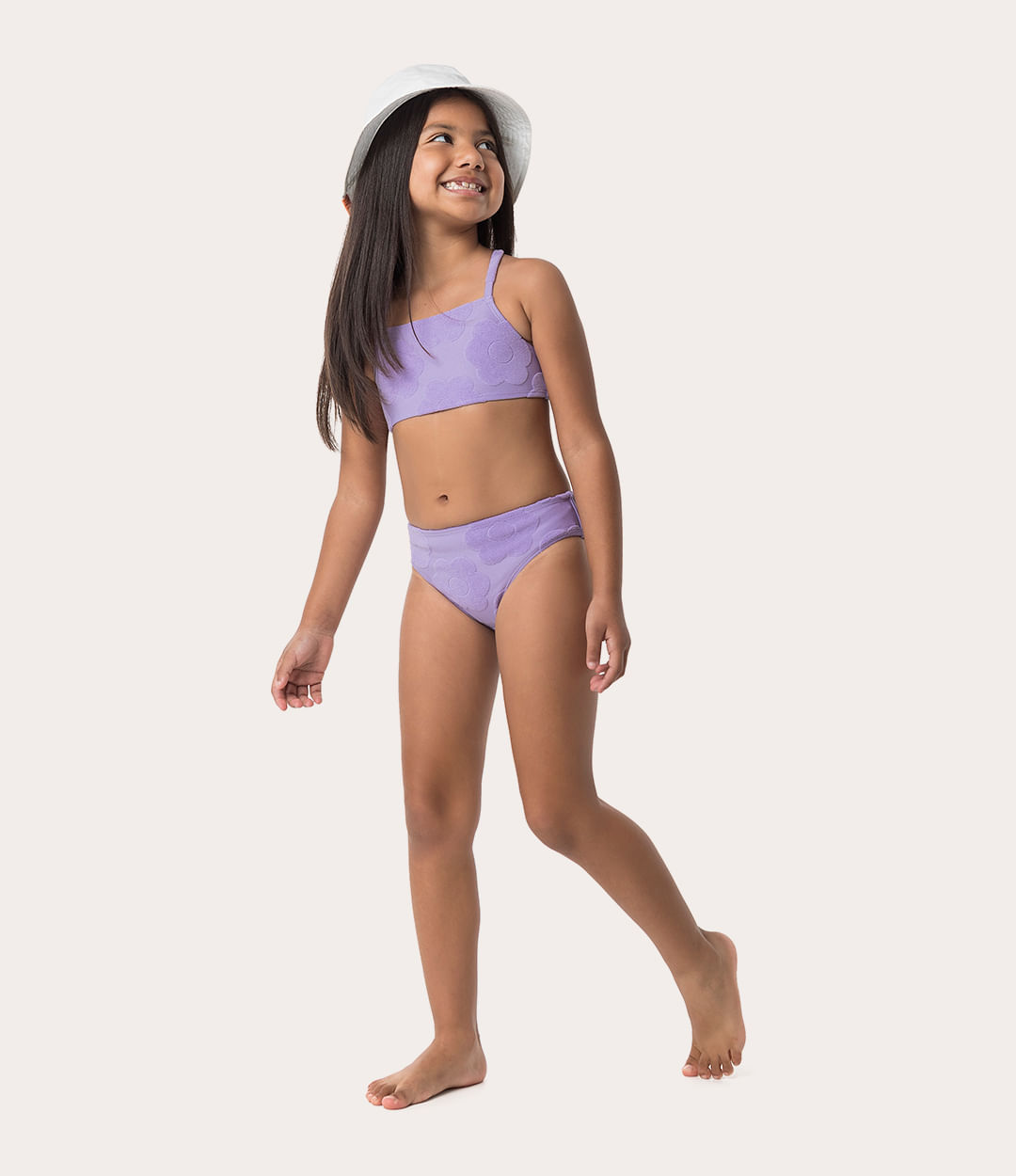 Biquíni Infantil Menina com Flores em Malha UV50+ Texturizada Malwee Kids