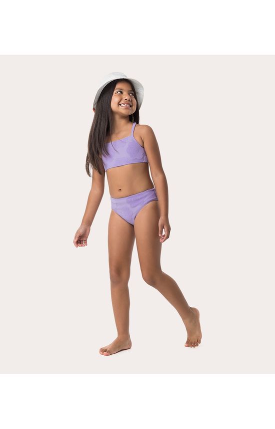 Biquíni Infantil Menina Com Flores Em Malha UV50+ Texturizada Malwee Kids