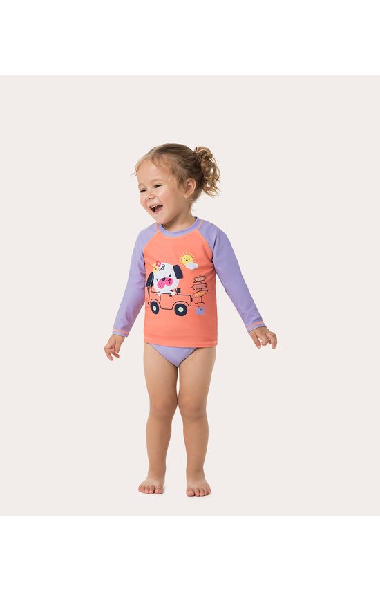 Camiseta Praia Infantil Unissex Friends Manga Longa Malha UV50+ Malwee Kids