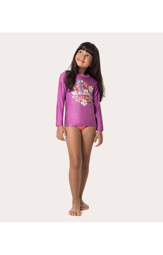 Camiseta Praia Infantil Menina Wake Up Malha UV50+ Malwee Kids