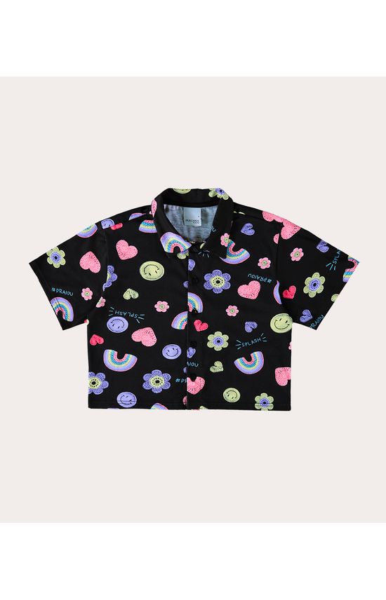 Camisa Infantil Menina Manga Curta Splash Em Algodão Malwee Kids