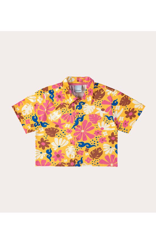 Camisa Infantil Menina Manga Curta Floral Em Algodão Malwee Kids