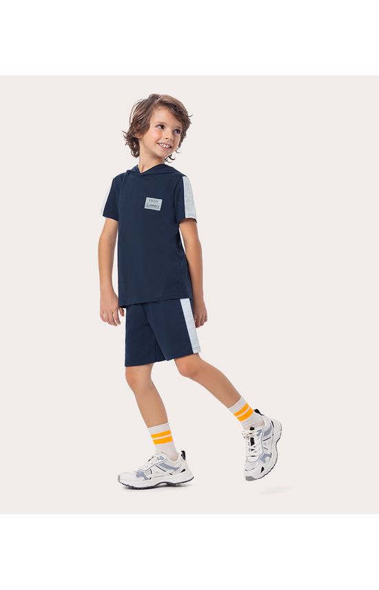 Conjunto Infantil Menino Camiseta e Bermuda Em Moletinho Malwee Kids