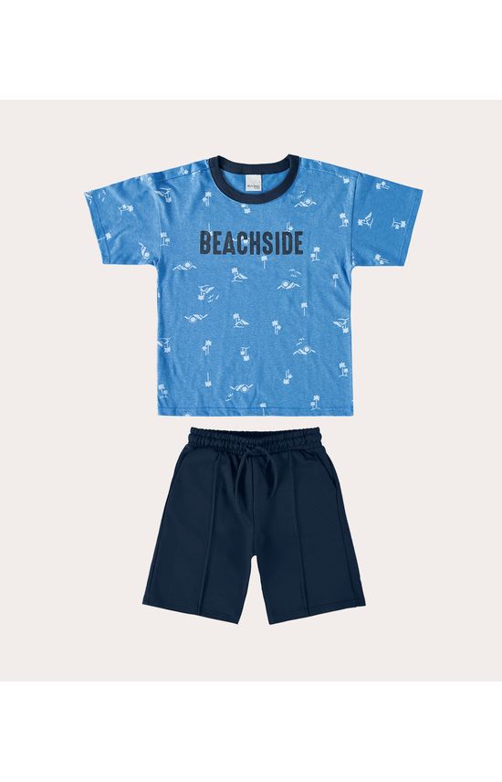 Conjunto Infantil Menino Camiseta e Bermuda Em Moletinho Malwee Kids