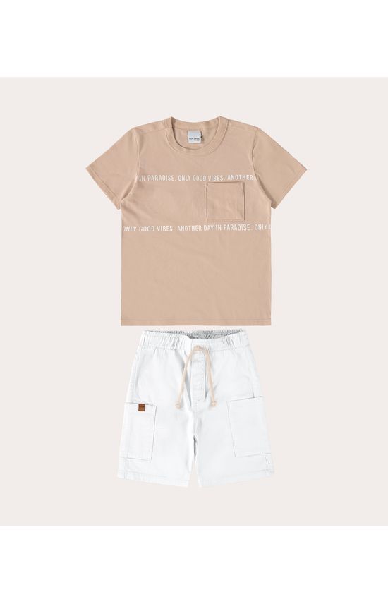 Conjunto Infantil Menino Camiseta e Bermuda Em Sarja Malwee Kids