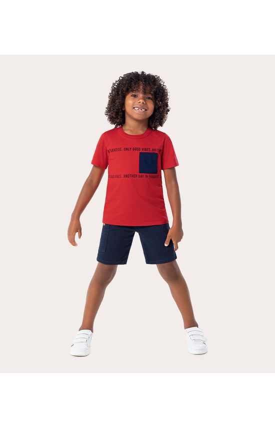 Conjunto Infantil Menino Camiseta e Bermuda Em Sarja Malwee Kids