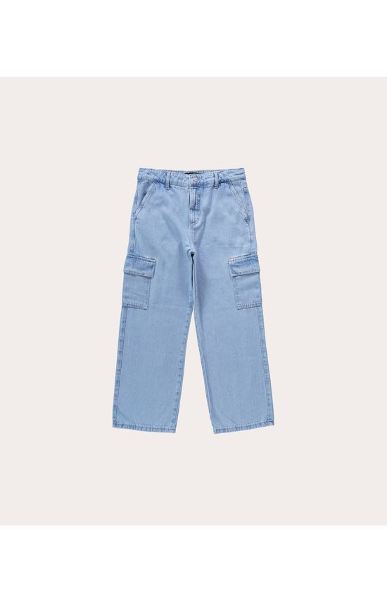 Calça Cargo Menino Cintura Média Em Jeans 100% Algodão Malwee Kids