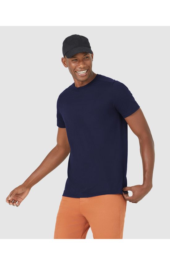 Camiseta Básica Masculina Abertura Lateral Em Algodão Pima