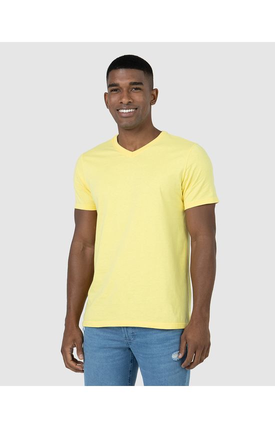 Camiseta Básica Masculina Gola V Em Algodão