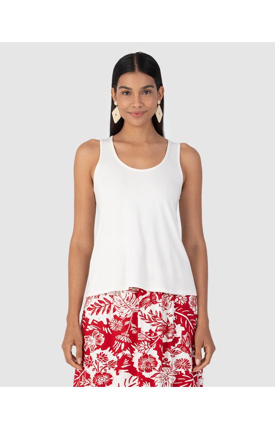 Regata Básica Feminina Decote U Em Viscose Stretch