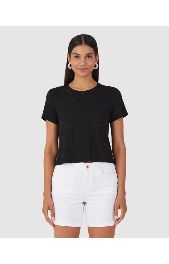 Blusa Cropped Básica Feminina Em Viscose Botonê