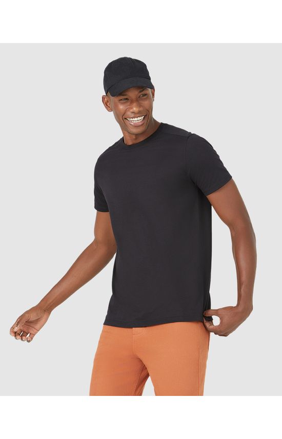 Camiseta Básica Masculina Abertura Lateral Em Algodão Pima