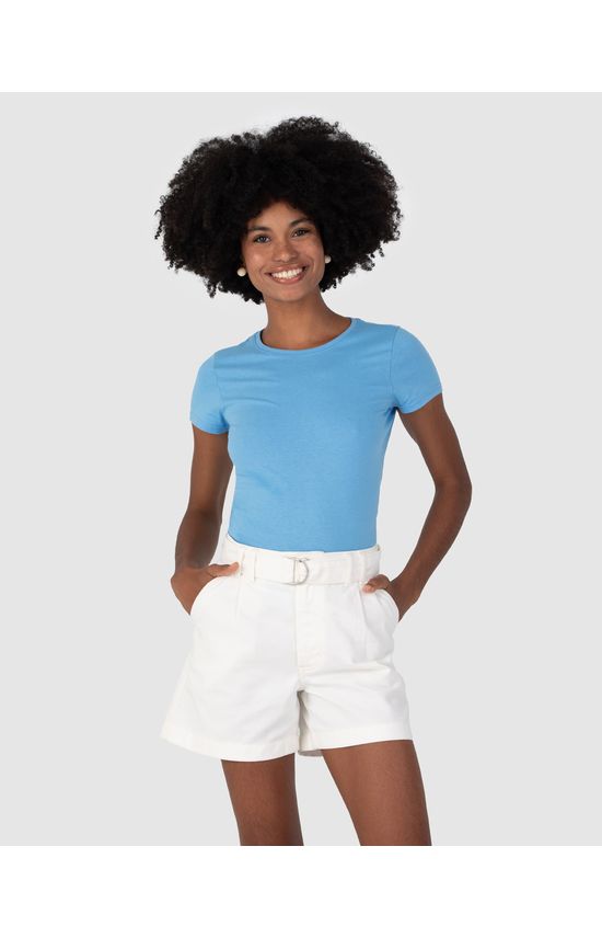 Blusa Básica Feminina Baby Look Em Algodão
