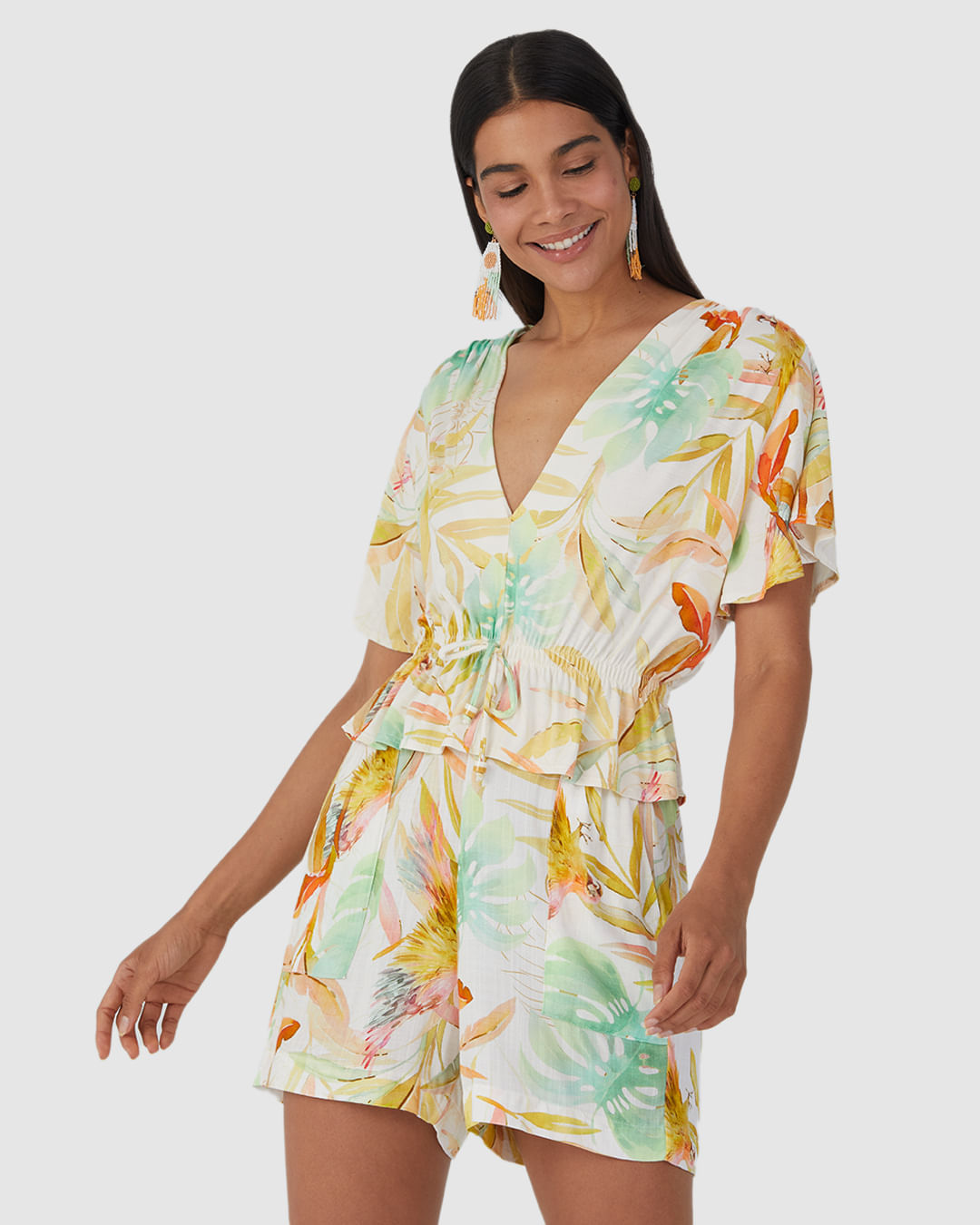 Blusa Feminina Estampada Busto Marcado em Viscose Stretch