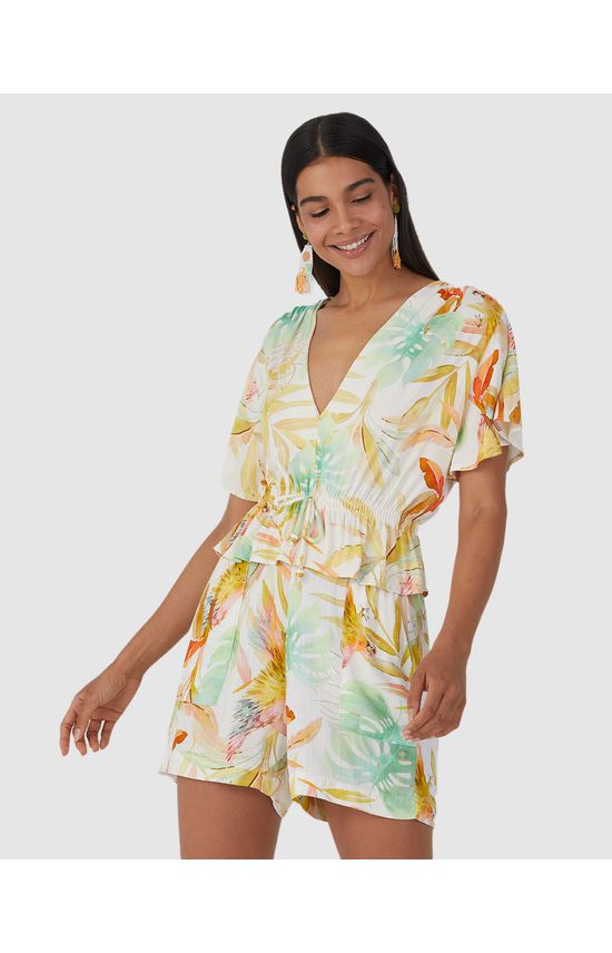 Blusa Feminina Estampada Busto Marcado Em Viscose Stretch