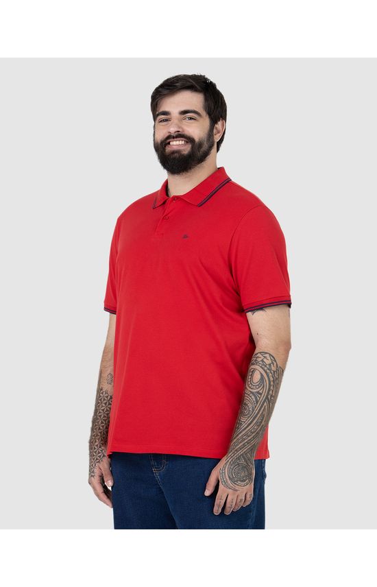 Camisa Polo Masculina Plus Size Peitilho Frontal Em Piquet Stretch