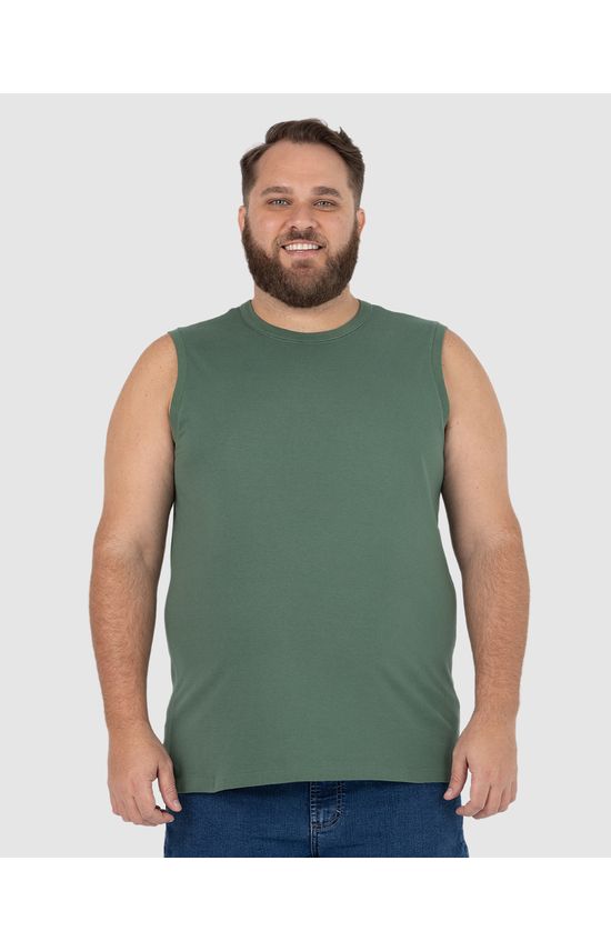 Regata Básica Masculina Plus Size Cava Ajustada Em Algodão