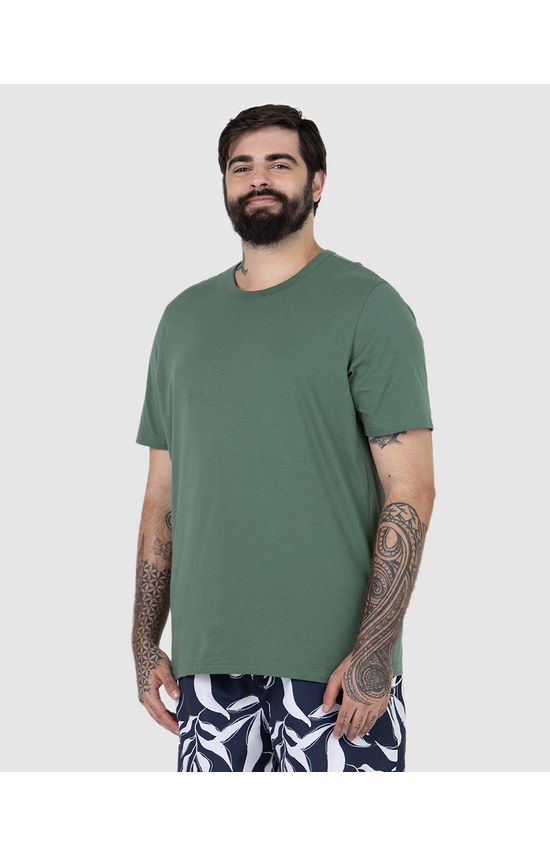 Camiseta Básica Masculina Plus Size Decote Redondo Em Algodão
