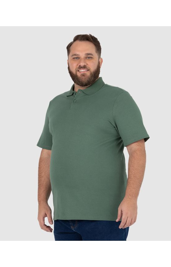 Camisa Polo Básica Masculina Plus Size Em Algodão