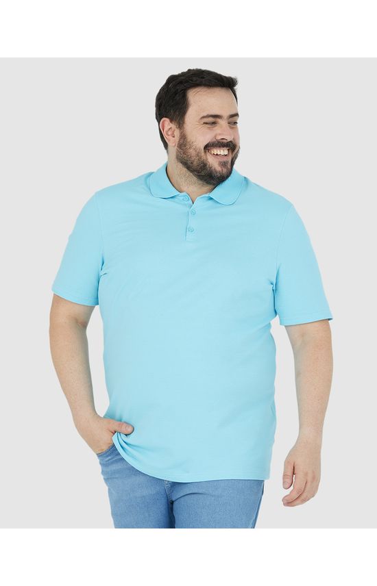 Camisa Polo Básica Masculina Plus Size Em Piquet Stretch