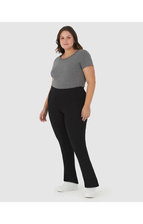 Calça Básica Feminina Plus Size Flare Em Algodão