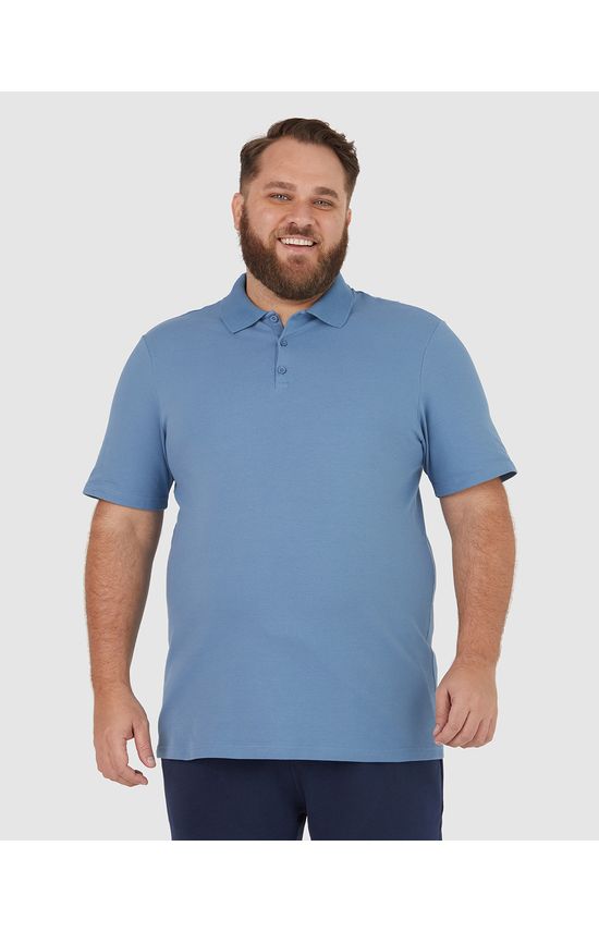 Camisa Polo Básica Masculina Plus Size Em Piquet Stretch
