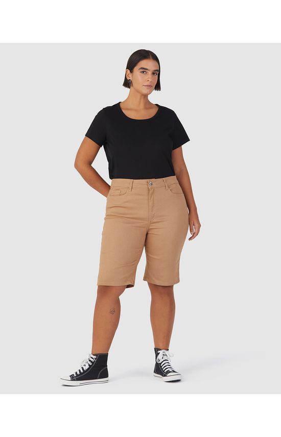 Bermuda Feminina Plus Size Ciclista Em Flex Jeans