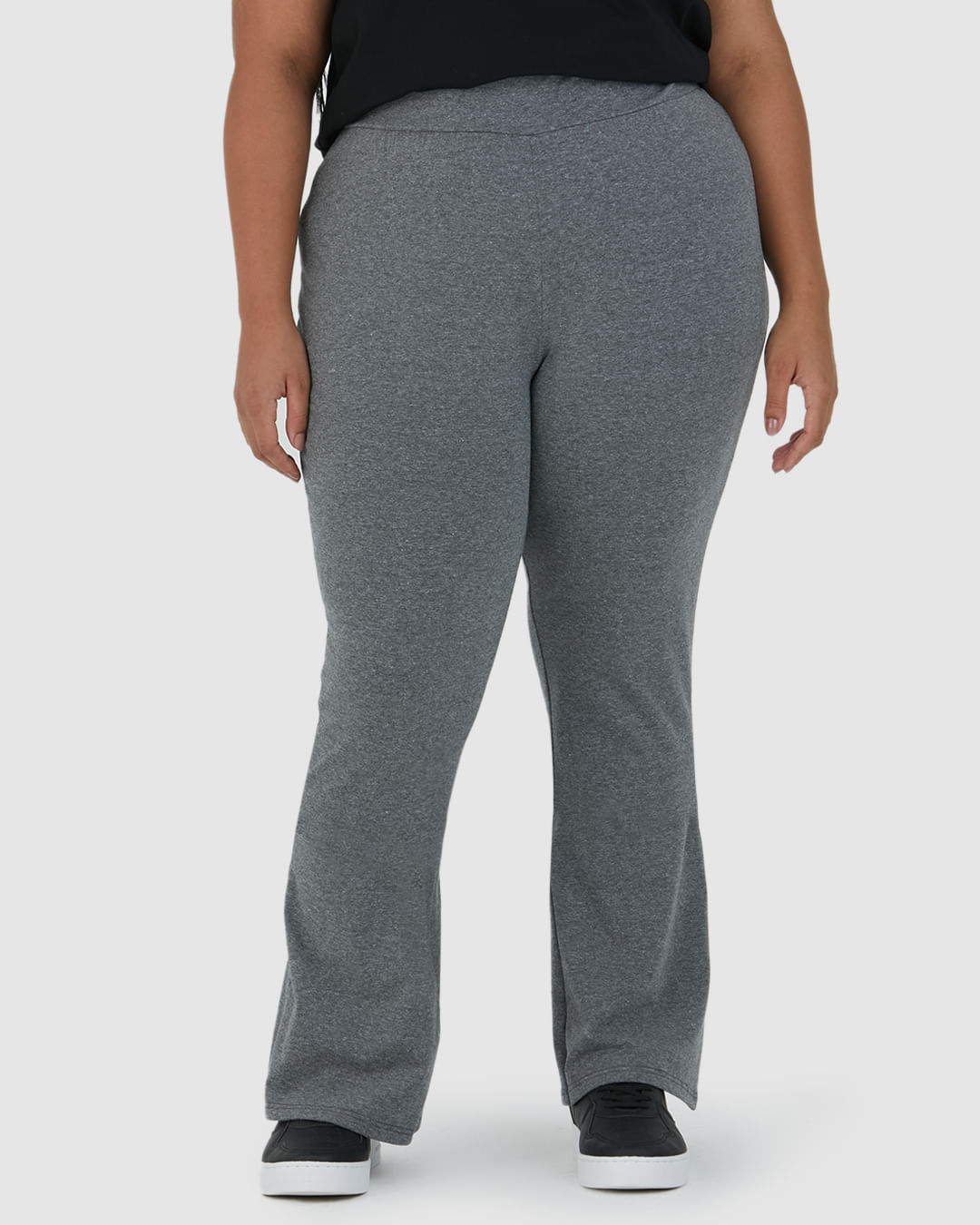 Calça Básica Feminina Plus Size Flare Em Algodão - Imagem 6