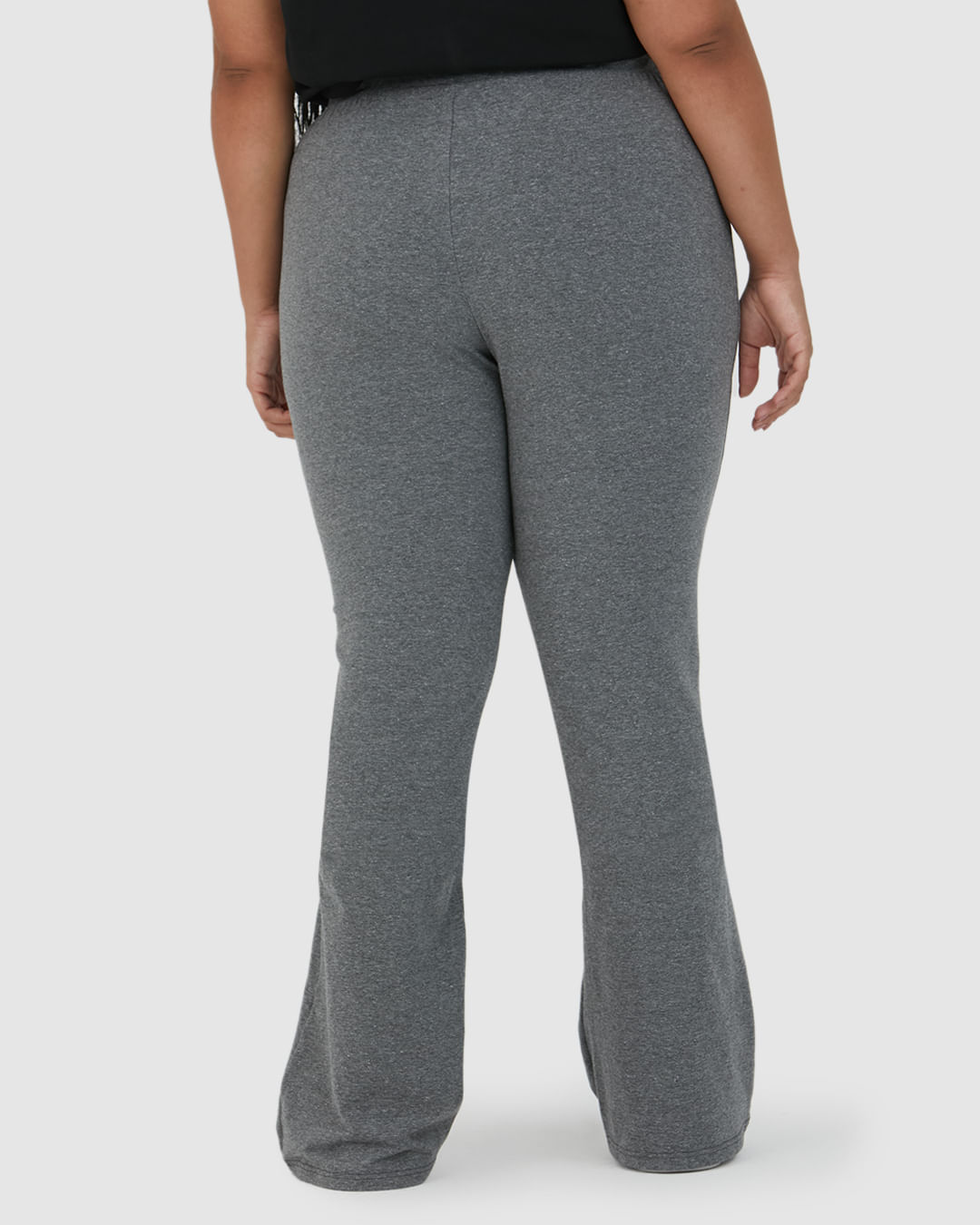 Calça Básica Feminina Plus Size Flare Em Algodão - Imagem 7