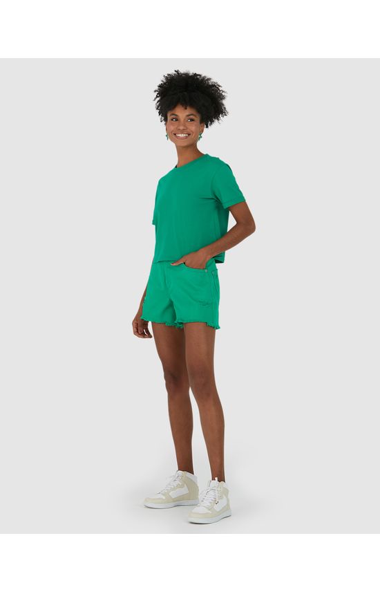 Blusa Básica Feminina Manga Curta Em Algodão