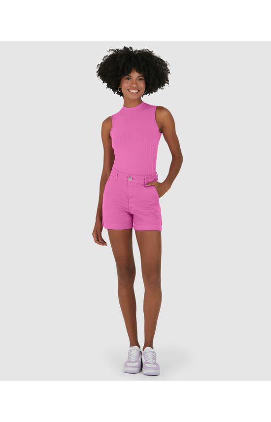 Shorts Alfaiataria Feminino Em Sarja Com Elastano