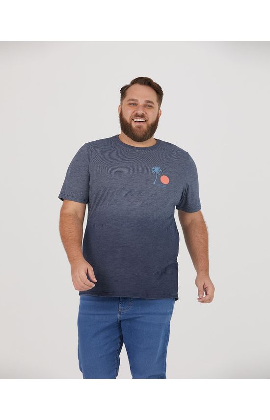 Camiseta Masculina Plus Size Estampa Peitoral Em Malha Fio A Fio