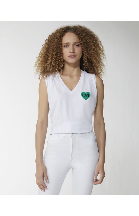 Regata Feminina Muscle Tee Gola V Love Em Algodão - ENFIM