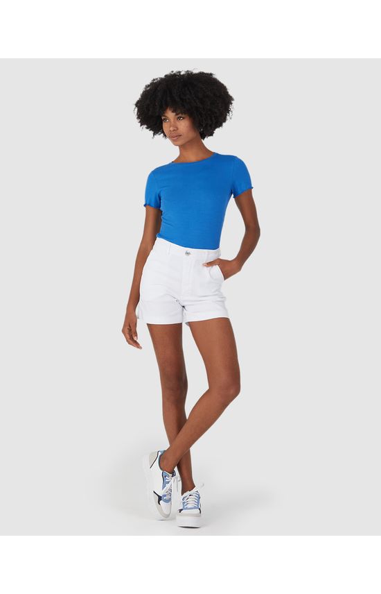 Shorts Alfaiataria Feminino Em Sarja Com Elastano