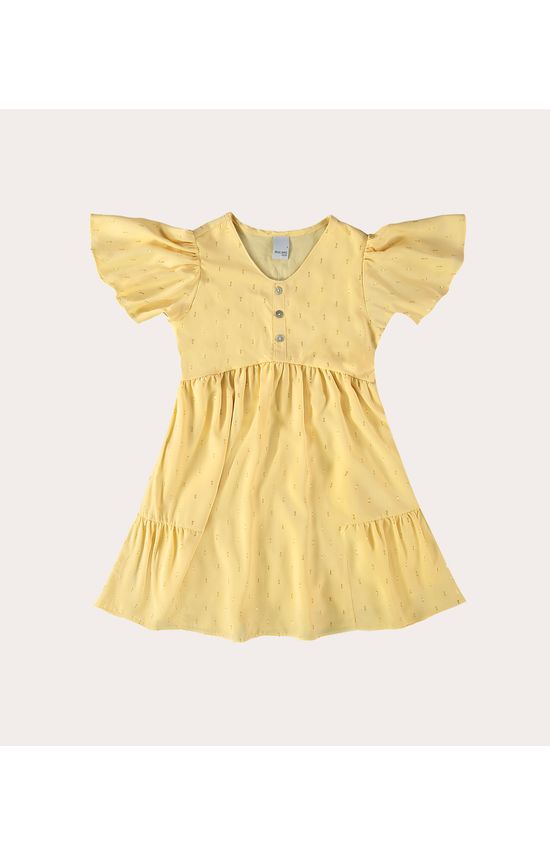 Vestido Infantil Manga Babado Em Plumeti Lurex Malwee Kids