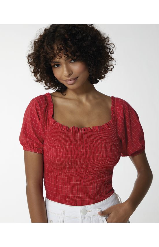 Blusa Justa Feminina Manga Bufante Em Jacquard - ENFIM