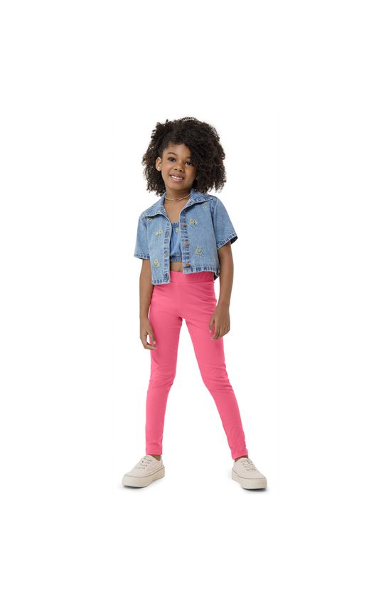Calça Menina Legging Em Cotton Light - Carinhoso